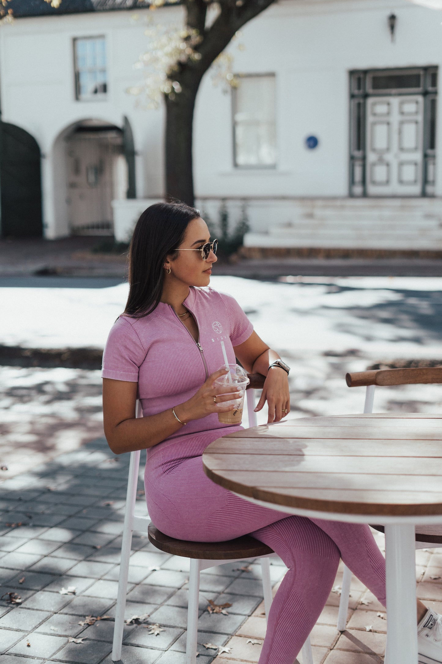 Lux ribbed top with zipper, colour Pink