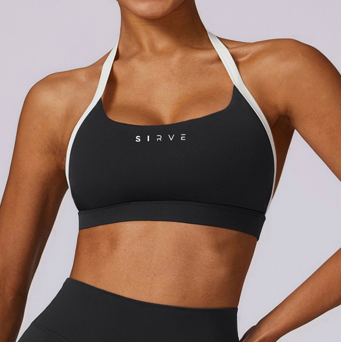 Contrast-Trim Sports Bra Top in Black