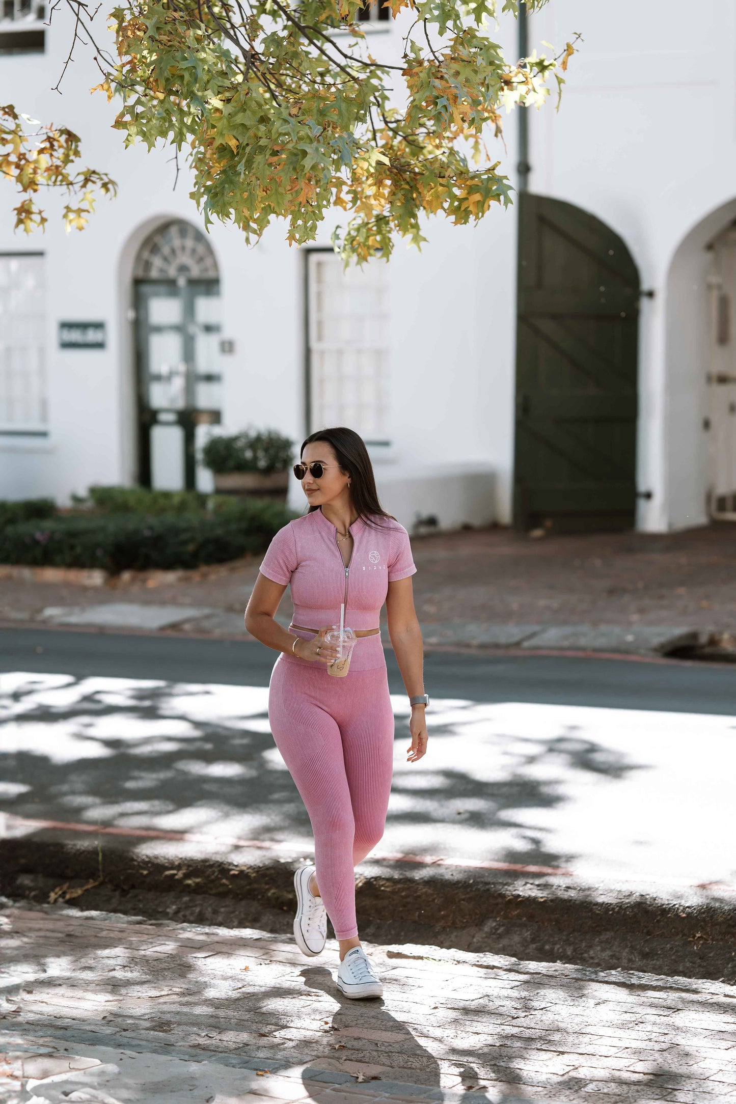 Lux ribbed top with zipper, colour Pink