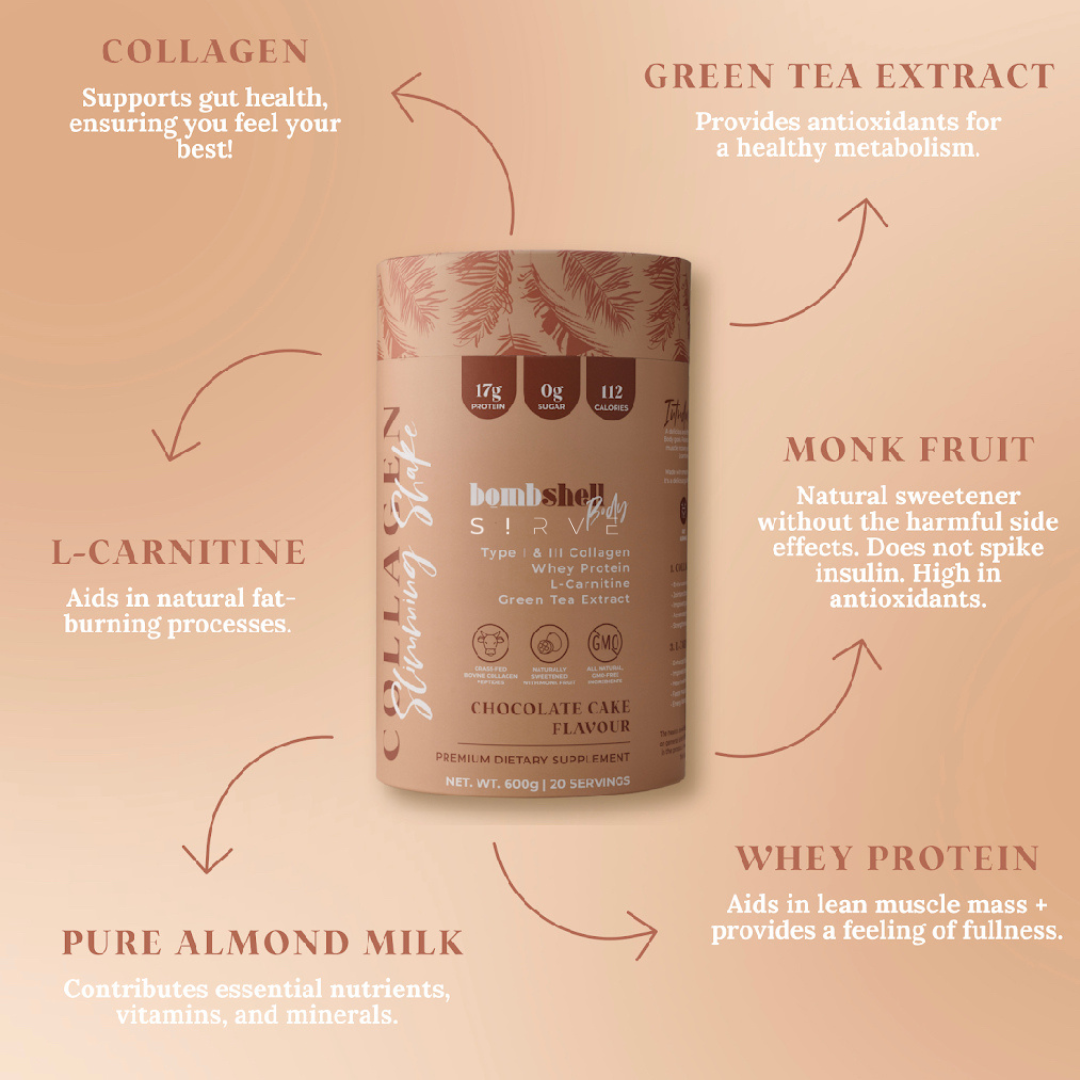 Slimming protein shake Bombshell Collagen: 600g Chocolate